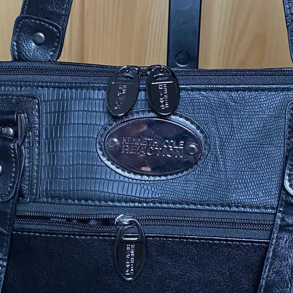 Corporate Chic Black Leather Briefcase Bag Minimalist Old Money Work Tote